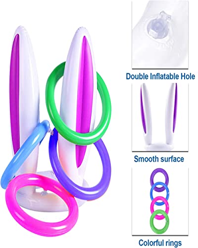Kaitesla 3 Pack Easter Inflatable Bunny Ring Toss Game Easter Rabbit Ears Ring Toss Party Games Inflatable Toys Gift For Kid Family School Party Favor Indoor Outdoor Toss Game #TOP2