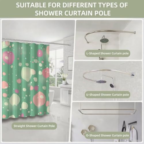 Rideau de douche vert élégant motif pois, idée cadeau femme utile