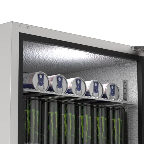 Hck 24 Inch Freestanding/Built-In Beverage Cooler With 5.12 Cu. Ft. 161 Cans Capacity, Reversible Glass Door And Stainless Steel Body For Soda Beer And Wine #TOP7