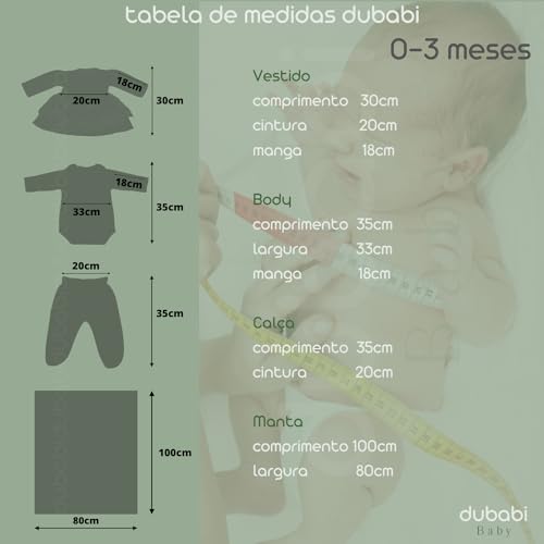 Saida de Maternidade Menina Vestido Recem Nascido Princesa Trico 4 Peças Tam P 0 a 3 Meses (Branco)
