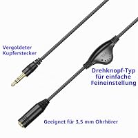 PChero Stereo Audio Verlängerungskabel, 3,5mm Klinkenstecker mit Lautstärkeregelung Kompatibel für Telefon, Laptop, PC, Computer (1Stk. - 30 cm) – Ansicht 4