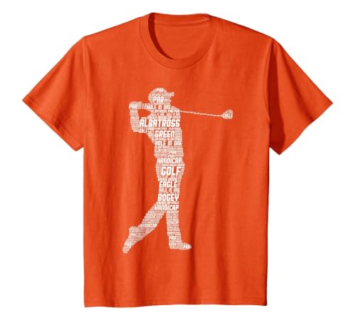 Golf Golfer Golf Player Men Children Boys T-Shirt, Youth, Orange, 2T