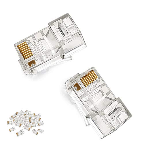 50x RJ45 Stecker (8P8C) Cat.5e – Transparente LAN-Ethernet-Netzwerkstecker Für Selbstgemachte Patchkabel