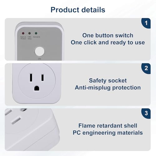 Rosvola ROSVOLARU70Q2E1G5 Voltage Protector, Voltage Regulator,Protector Outlet, Wall Mount Power Suppressor With Us Plug Ac 80V To 150V Voltage,For Tv Pc Refrigerator Home Appliance thumb #3