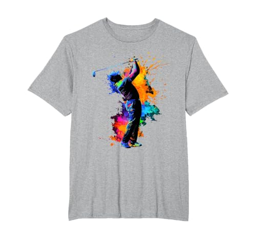 Colorful Golfer Golf Golfing T-Shirt, Men's Big and Tall, Heather Grey, 5X Tall