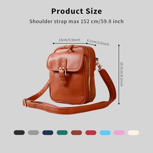 Image of Leather Crossbody Bag for Women,Anti-Theft Messenger Bag with Large Capacity,Built-in Purse Card Slots Shoulder Sling Bag
