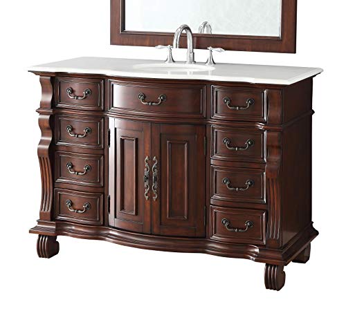 Benton Collection 50 Inch Hopkinton Bathroom Vanity with White Marble