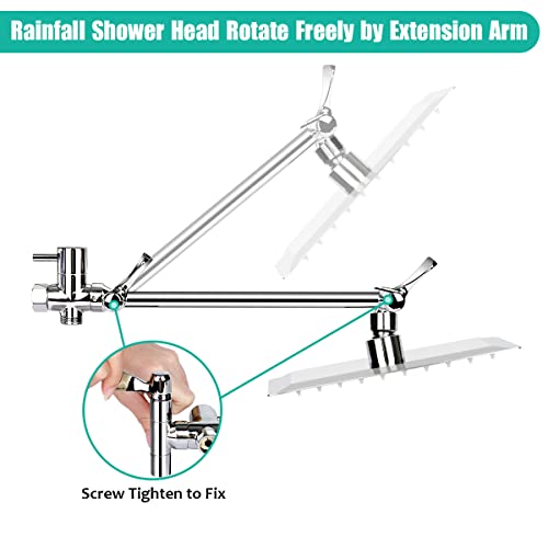 Shower Head With Handheld, 10'' High Pressure Rain Shower Head/10 Modes Handheld Shower Heads Power Wash Back With 11'' Extension Arm, Holder, 5Ft Hose, Flow Regulator, Chrome, Height/Angle Adjustable #TOP4