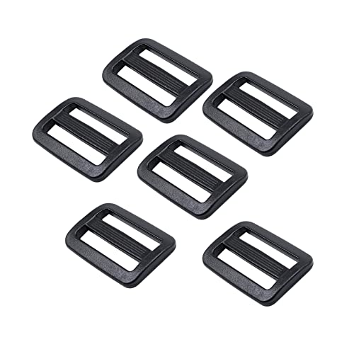 BAIWOAK Tri Glide Slider 32 mm en plastique solide avec boucle réglable pour sangle de sac à dos, ceinture Noir, Noir