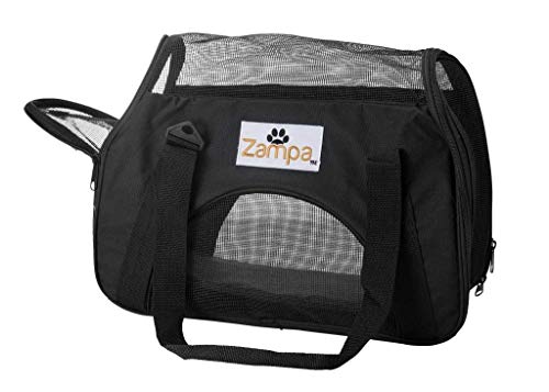 Airline Approved Soft Sided Pet Carrier By Zampa, Low Profile Travel Tote, Removable Pad, Premium Zippers & Under Seat Compatibility, For Cats And Small Dogs (15" X 17" X 7", Black) #TOP2