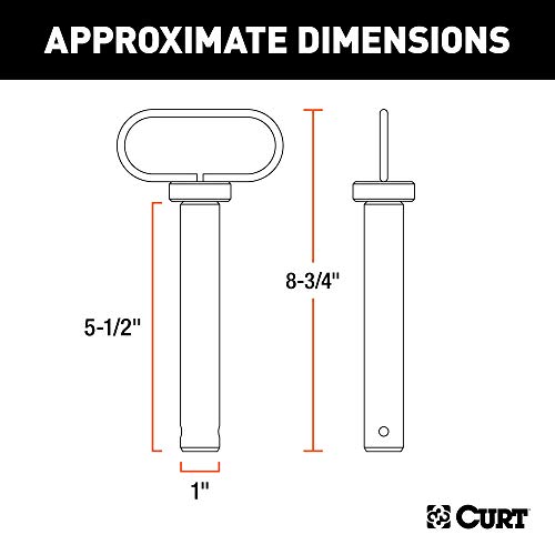 CURT 45803 1 x 5-1/2-Inch Clevis Pin Hitch with Rubber-Coated Handle and Clip - Thumbnail 2