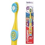 Colgate Kids Toothbrush 3-5 Years - Super Soft bristles - Gently and Effectively Clean Teeth - Small Brush Head for Easy Access - White bristles Toothpaste Guide - Comfortable Handle with Thumb Grips