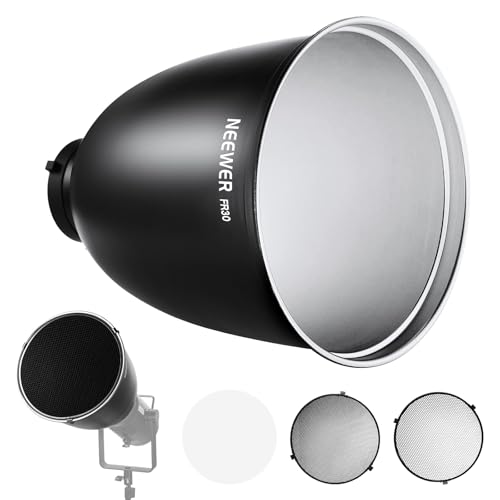 NEEWER 11.6/29.5cm Deep Focus Reflector Bowens Mount with 15°/30° Honeycomb Grids & Soft Cloth, 45° Diffuser Lamp Shade Compatible with Godox NEEWER Studio Strobe Flash Light Speedlite, FR30