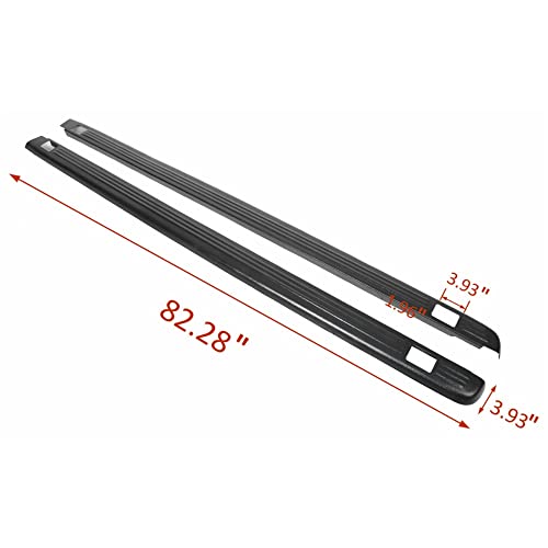 Truck Bed Rail Caps W/Holes Compatible with 1999-2007 Chevy Silverado/GMC Sierra (2007 Classic only) W/Stake Holes 6\'6\" Bed Black Ribbed Finish | 2Pcs | 7201151