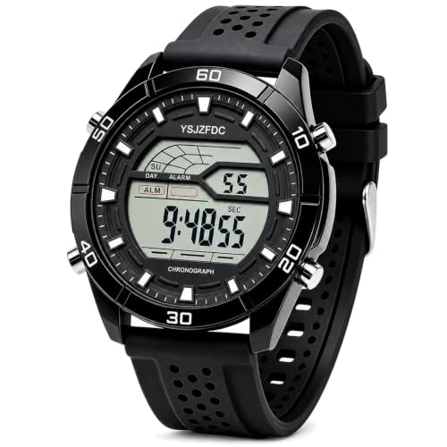 YSJZFDC Men's 50mm Digital Sport Watch, EL Backlight, Black/Black by YSJZFDC - Used condition - US$13.87