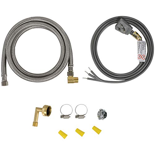 Certified Appliance Accessories Dishwasher Installation Kit with Dishwasher Hose and 3 Wire Power Cord, 6 Feet, 90 Degree Plug Head by Certified Appliance Accessories - Used condition - US$18.18