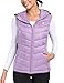 MoFiz Women's Puffer Vest Lightweight Hooded Slim Fit Running FLeece Lined Hybrid Sleeveless Warm up Winter Vest Light Purple XL