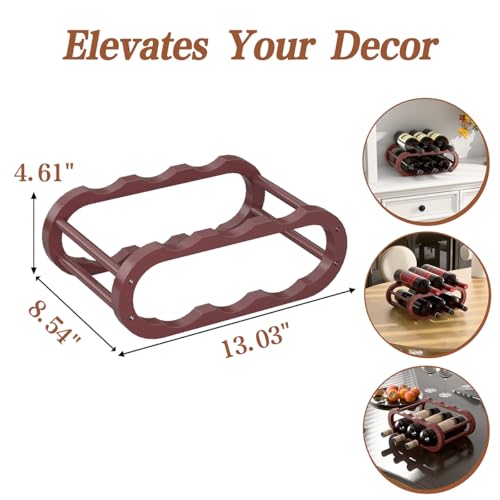 PEKER Wine Rack – Small Countertop Wine Rack & Wine Bottle Holder for Cabinet and Countertop, Stylish Natural Wood Wine Holder Claret - Thumbnail 6