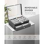 CO-Z Sunglasses Organizer, Leather Eyeglasses Storage Box for Women Men, Lockable Sunglass Display Case Holder with Drawer - Image 5