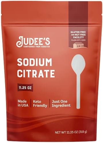 Judee’s Sodium Citrate - 11.25 oz - Keto-Friendly, Gluten-Free and Nut-Free for Cooking and Molecular Gastronomy - 100% Non-GMO - Emulsifier for Cheese Sauce - Serves as Preservative