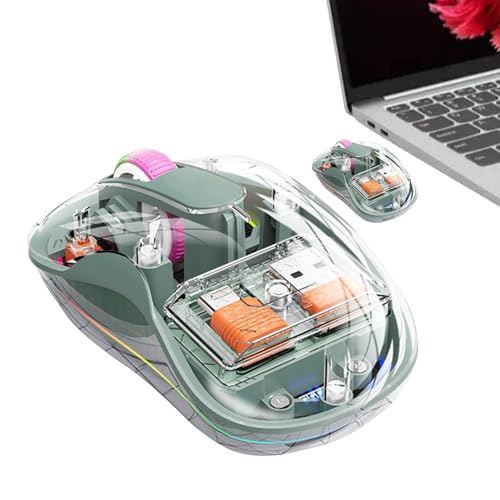 Anulely Rechargeable Wireless Computer Control, Transparent Tri-Mode Computer Computer Control Rechargeable, Working Learning Game Playing Computer Control with Silent Click for Study Room, Dormitory