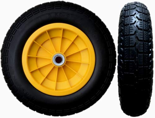 Image of KetoPlastics 14" YELLOW PUNCTURE PROOF WHEELBARROW WHEEL, TRUCK WHEEL, LAUNCHING TROLLEY, CART 3.50/4.00-8 CHOOSE YOUR BORE SIZE (20MM ROLLER BEARING)