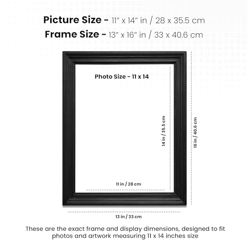 Image of Handmade Wooden Rectangular Photo Frame, 11 x 14 inch Display for Artworks, Pictures and Photos of Your Loved Ones, Best for Home, Office, Wall Decor, Living Room, Bedroom, Black