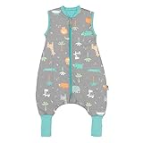 schlummersack Baby Schlafsack mit Füßen Sommer 1 Tog 80 cm dünn Safari | Schlafsack mit Beinen und verlängerten Bündchen für eine Körpergröße von 80-90cm | Schlafsack Baby Sommer Frühling