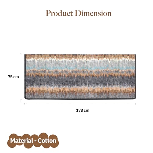 Image of Kuber Industries Net Cotton 3 Seater Long Seat Sofa Cover Set for Dust Protecter | Couch Cover for Living Room, Home | Paradise 1437 - Grey & Brown