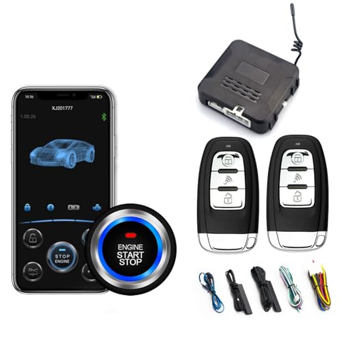 Kit de encendido Push to Start Arrancador de coche Pulsador de arranque remoto, Push Engine Stop Safe Lock con mando a distancia y teléfono para