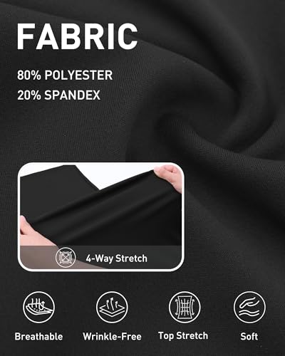 IPMQ Womens Stretchy Dress Pants Straight Wide Leg Work Trousers Business Casual Pull On Office Slacks with Pokets Black