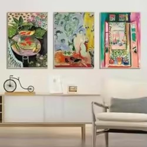Peinture et art mural triptyque 60x80cm avec cadre en toile de qualité