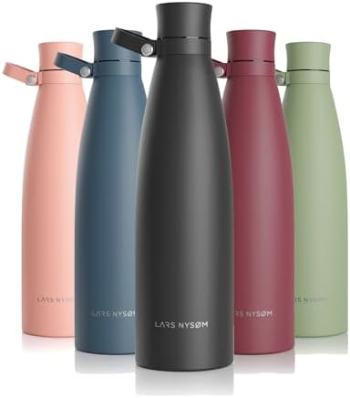 LARS NYSØM Stainless Steel Insulated Water Bottle 25oz 34oz | BPA-Free Insulated Thermo Flask for Hot and Cold Beverages | Leakproof Drinking Bottle (Bayberry, 34oz)
