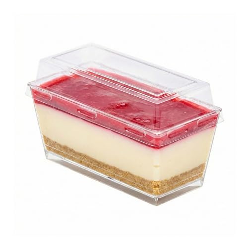 Restaurantware-5 Ounce Disposable Bakery Containers, 100 Rectangle Cake Containers - With Lids, Package Appetizers or Snacks, Clear Plastic Dessert Container, For Small Loaf Cakes or Cake Rolls,