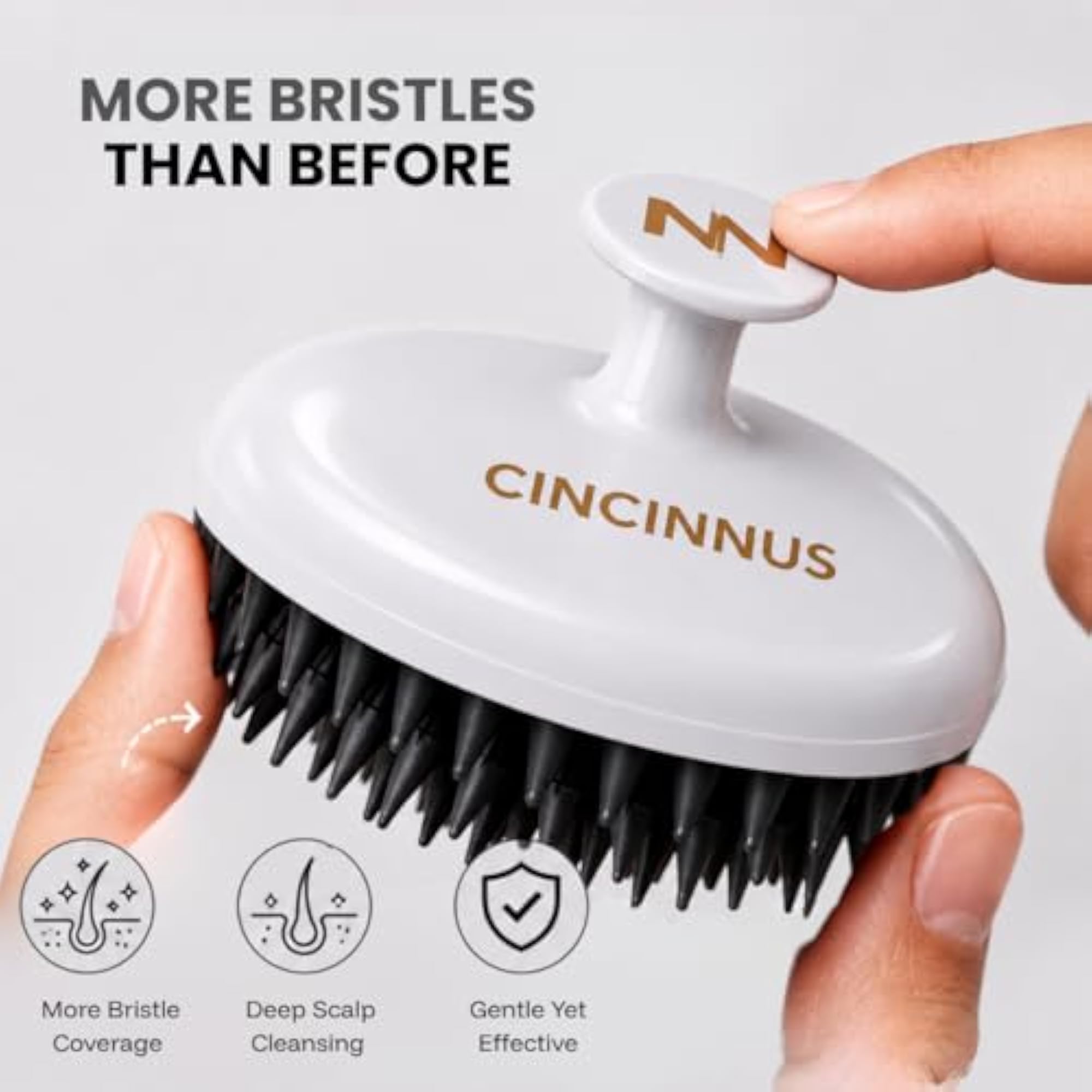 Round Scalp Massager & Shampoo Brush, White