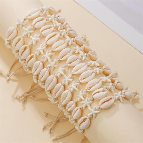 12 Pcs Handmade Braid Shell Starfish Bracelets Set for Women Jewelry3