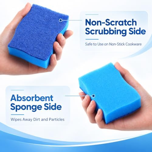 Tioncy 80 Pcs Individually Kitchen Sponges Bulk, Blue Dish Scrubber Sponges — 사진 3