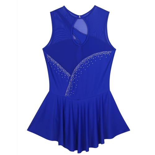 DIJITOO Vestido de patinação artística, fantasia de desempenho de competição de costura de malha de