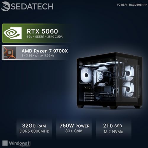 Sedatech PC Gamer Advanced Watercooling Vision • AMD Ryzen 9 • RTX5070 • DDR5 • SSD .2 • Windows 11 - vue 9