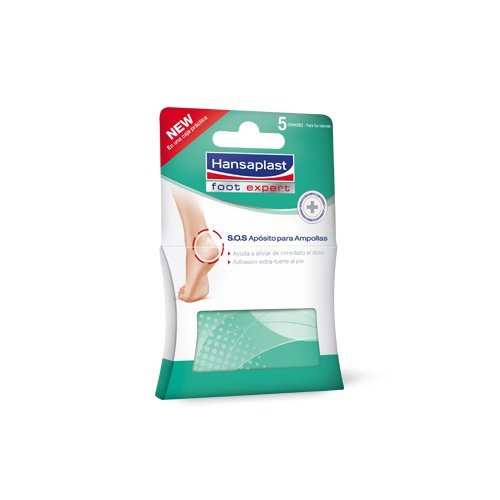Hansaplast SOS Blasenpflaster groß (1 x 5 Stück), transparente Pflaster für sofortige Linderung von Druckschmerzen, Blasenpflaster für Ferse und Ballen