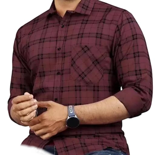 Mahima Ethnic Centre's Men’s Checkered Casual Shirt Slim Fit Long Sleeve Button Down Shirt-picture-41