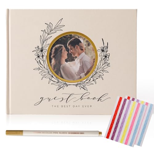 Image of molekaus Wedding Guest Book Hardcover 8 inch x 10 inch,100 Pages | Wedding Guest Book,Guest Book Weddings Reception,Polaroid Guest Book for Wedding with Pen, Photo Corner