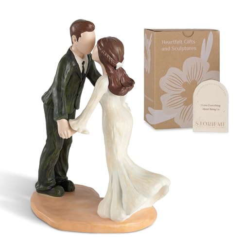 Storieme Bride and Groom Cake Topper: 5.3" Elegant Wedding Toppers for Cake - Newlyweds Resin Figurines Couple Gifts for Anniversary by Storieme - Used condition - US$18.80