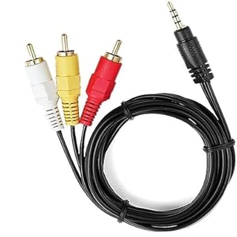 (#TagOne) TV-Out Cable 3.5mm Aux Male to 3 RCA Male Audio Video Cable 1.5 Meter Camcorder Video Cable (Pack Of 1)