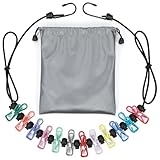 Retractable Portable Travel Clothesline with 12 Clips, Indoor Outdoor Clothes Drying Rack for Hotel, Cruise, Camping Accessories