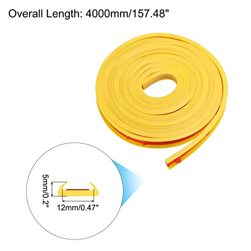 Image of uxcell U Shape Furniture Edge Banding, 4M Self Adhesive Flexible Edging Trim, 5x12mm TPE Edge Guards for Cabinets Furniture Repair Restoration, Yellow