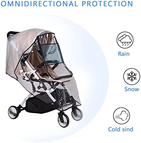 Jaspond Universal Rain Cover for Pushchair Stroller Buggy Pram, Transparent Pushchair Rain Cover with Zip, Rain Cover for Pram, Baby Travel Weather Shield Fit Most Strollers