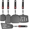 Mixed 5 Piece Silicone Spatula Set, 600F Heat-Resistant No-Melt Rubber Spatula Handle and Blade - Kitchen Cooking Utensils for Nonstick Cookware, Spatula Turner for Egg,Pancake,Burger- Dishwasher Safe