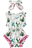 UNICOMIDEA Newborn Toddler Green Cactus Bodysuit Romper Cute Pom Pom Outfits Summer Sleeveless One P