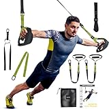 Home Suspension Training Kit with Suspension Trainer, Straps & Bands – Adjustable Full-Body Workout System for Home Gym, Yoga, Pilates, Travel | Compact Design (Army Green)